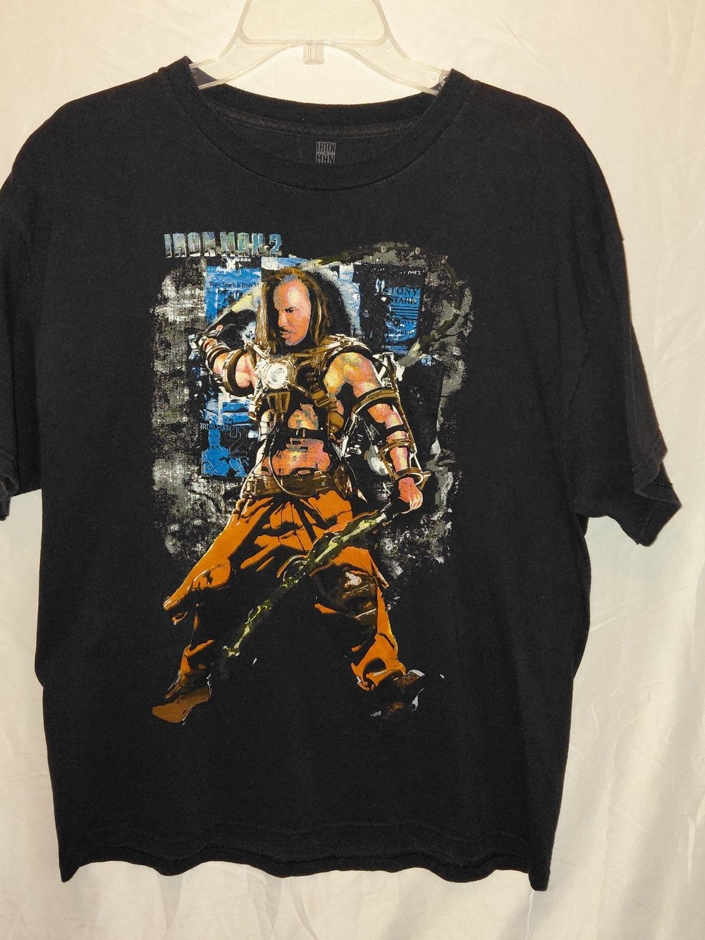 Marvel Black Tee with Orange and Blue Iron Man Graphic